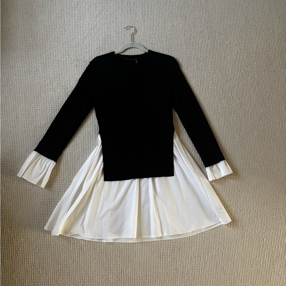 English Factory Poplin Combo Knit Mini Dress